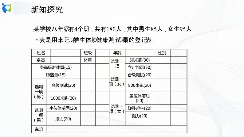 人教版数学八年级下册课件20.3课题学习　体质健康测试中的数据分析03