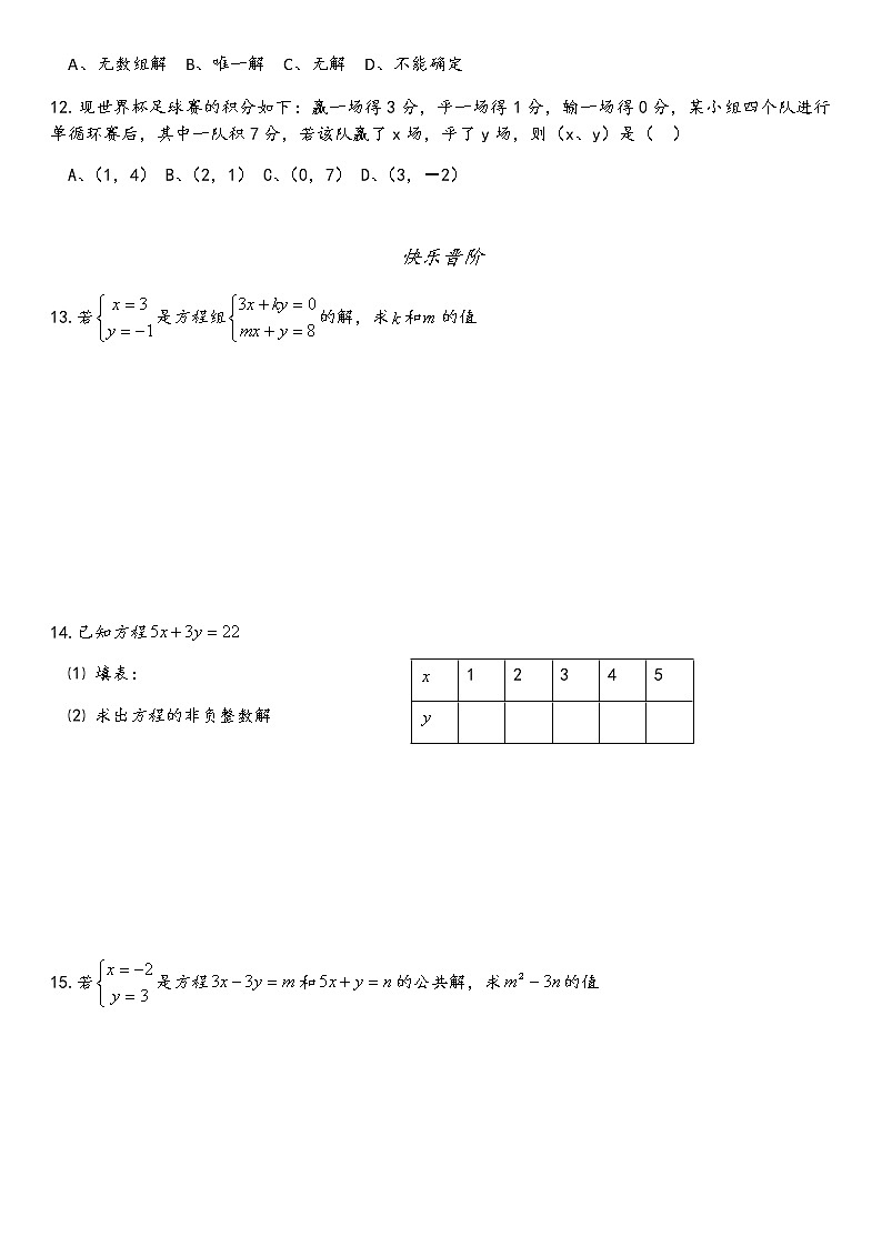 二元一次方程组 （无答案）练习题第2页