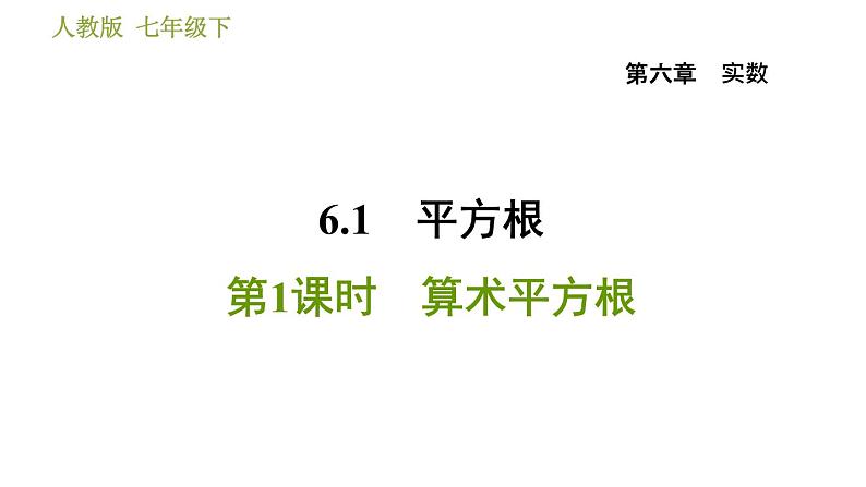 人教版七年级下册数学 第6章 6.1.1  算术平方根 习题课件第1页