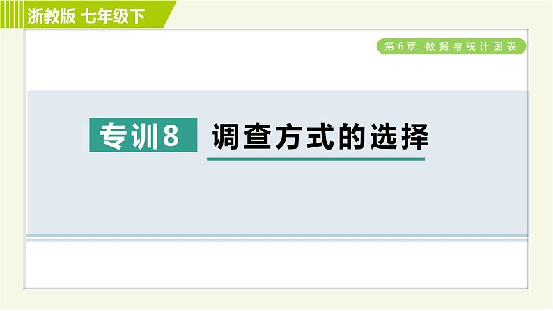 浙教版七年级下册数学 第6章 专题提升训练(八) 调查方式的选择 习题课件第1页