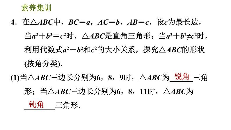 人教版八年级下册数学 第17章 素养集训  2．勾股定理及其逆定理的八种应用 习题课件第8页