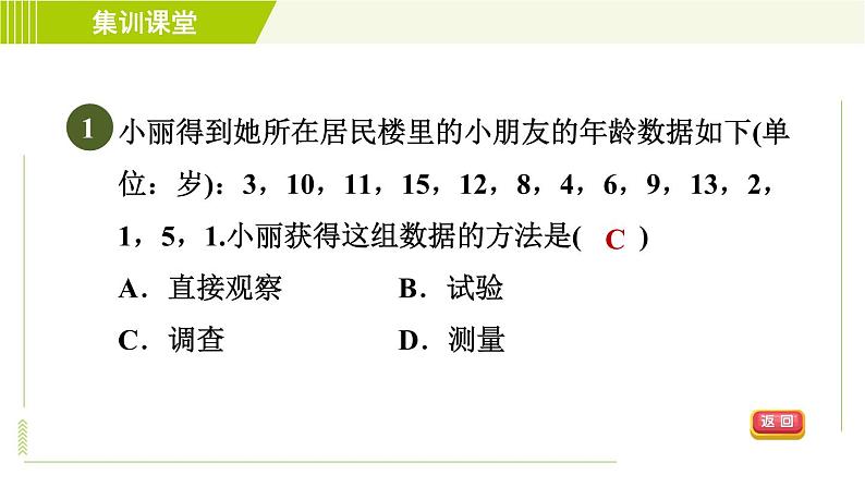 人教版七年级下册数学 第10章 集训课堂 测素质 数据的收集 习题课件04