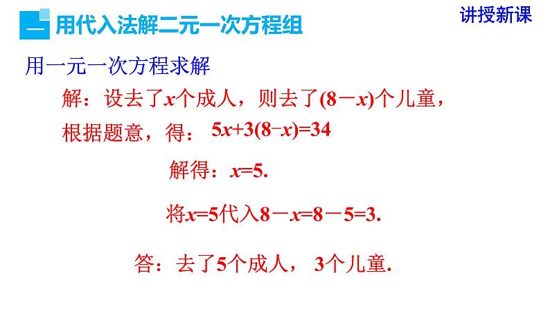 人教版七年级数学下册 8.2 第1课时 代入法 课件04