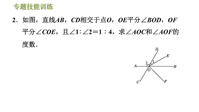 沪科版七年级下册数学 第10章 专题技能训练(九)  1.相交线、平行线中角的计算的四种常见类型 习题课件第4页