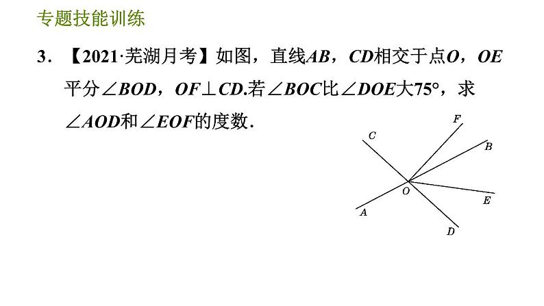 沪科版七年级下册数学 第10章 专题技能训练(九)  1.相交线、平行线中角的计算的四种常见类型 习题课件第6页