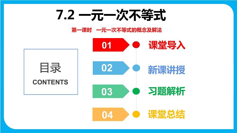 7.2 一元一次不等式 第一课时  一元一次不等式的概念及解法（课件）-2021-2022学年七年级数学沪科版下册01