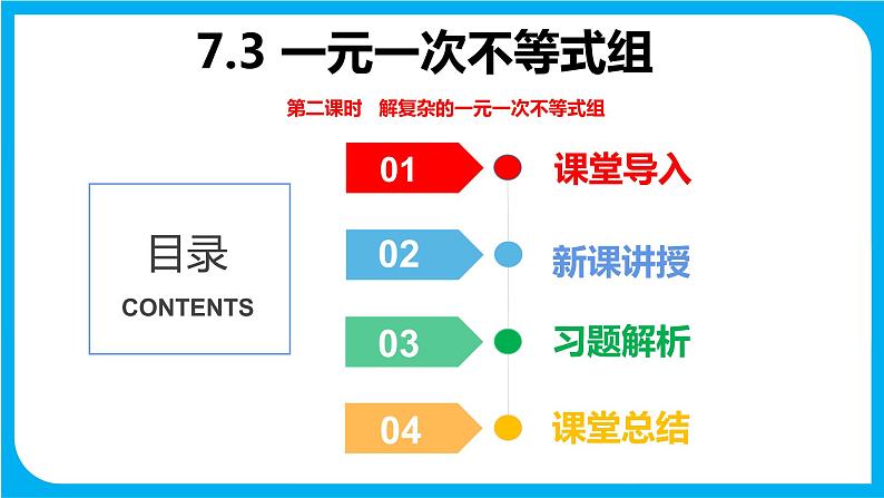 7.3  一元一次不等式组 第二课时  解复杂的一元一次不等式组（课件）-2021-2022学年七年级数学沪科版下册第1页