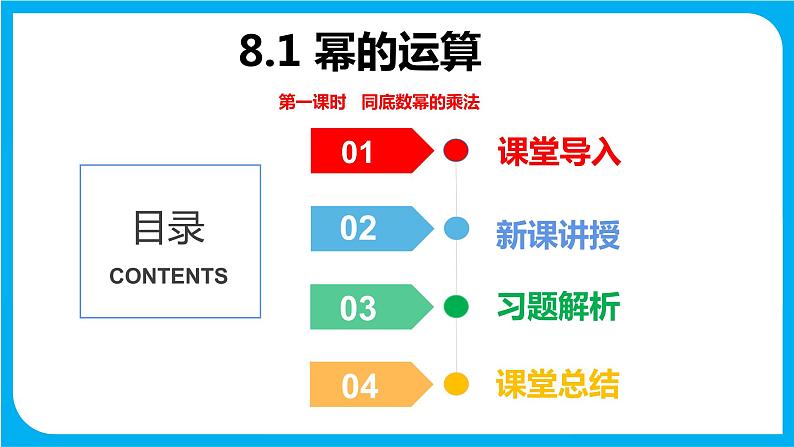 8.1 幂的运算  第一课时  同底数幂的乘法（课件）-2021-2022学年七年级数学沪科版下册01