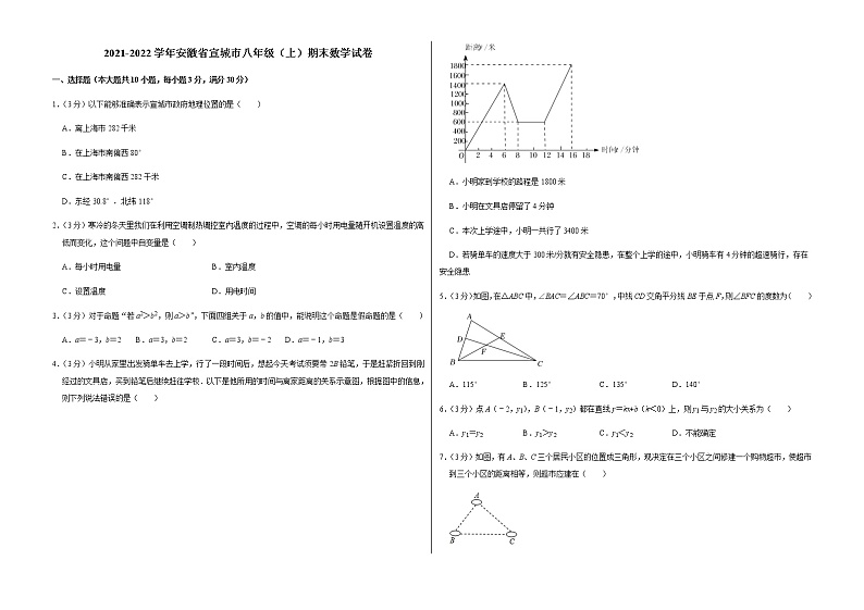 2021-2022学年安徽省宣城市八年级（上）期末数学试卷   解析版01