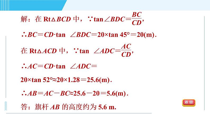 鲁教五四版九年级上册数学 第2章 2.6 利用三角函数测高 习题课件第4页