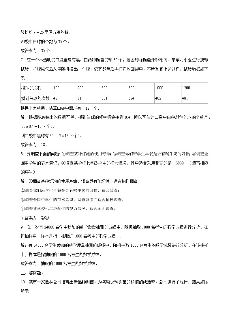 10.1 统计调查 素养提升训练 初中数学人教版七年级下册（2022年）第3页
