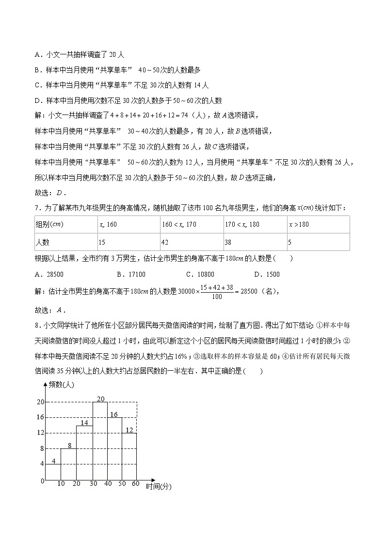 10.2 直方图 基础巩固训练 初中数学人教版七年级下册（2022年）03