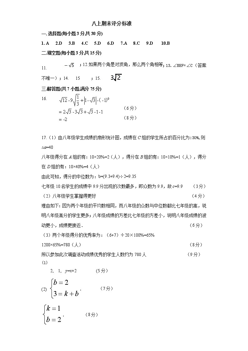 河南省郑州市中原一中实验学校2021-2022学年八年级上学期期末数学试卷01