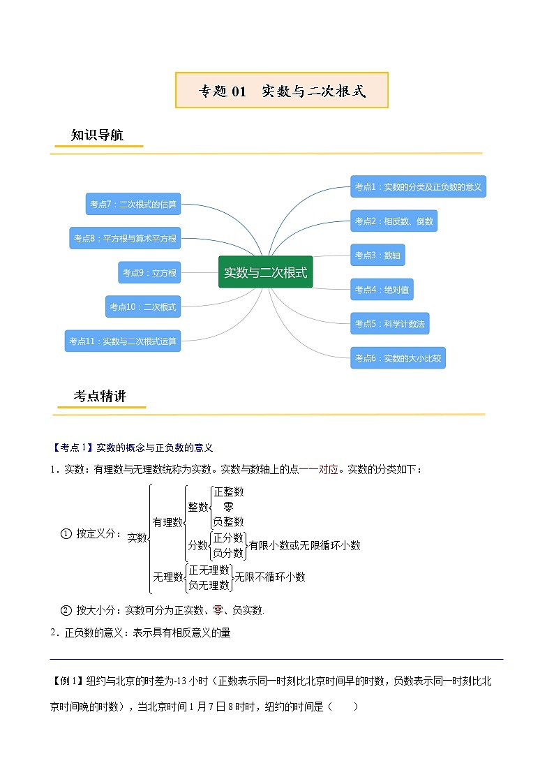 专题01  实数与二次根式【考点精讲】（解析版）第1页