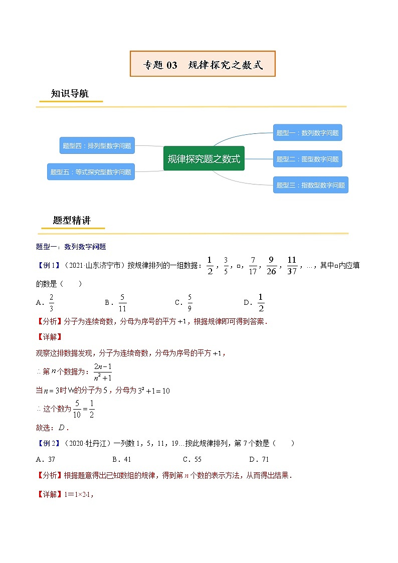 专题03 规律探究之数式【考点精讲】-【中考高分导航】备战2022年中考数学考点总复习（全国通用）课件PPT01