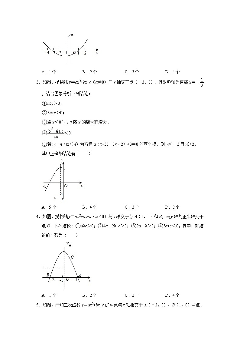 专题08 二次函数图像与参数-备战2022年中考数学必刷题02