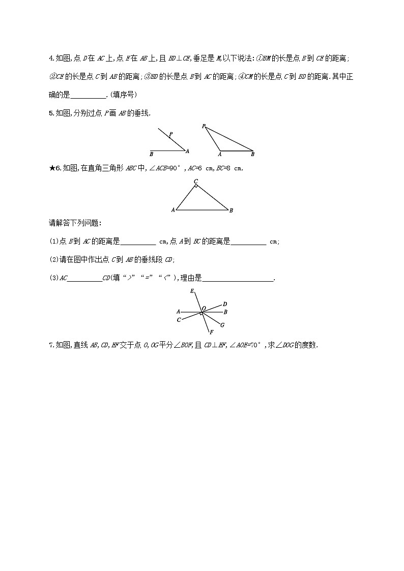 2021年春七年级数学下册第五章相交线与平行线5.1相交线5.1.2垂线知能演练提升新版新人教版02