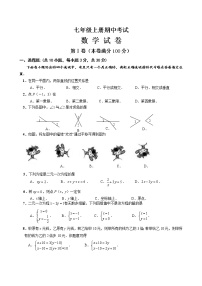 七年级(上)期中考试数学试卷