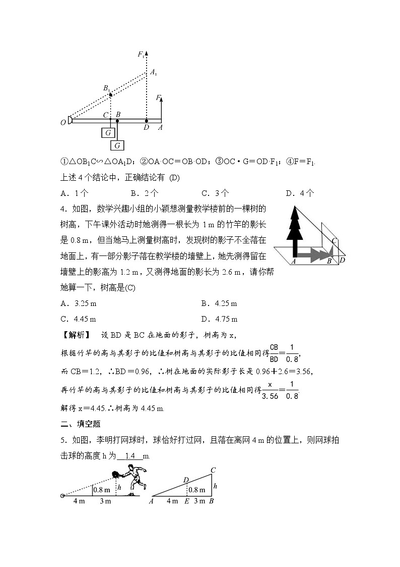 中考数学一轮全程复习课时练第33课时《相似形的应用》(教师版)第2页