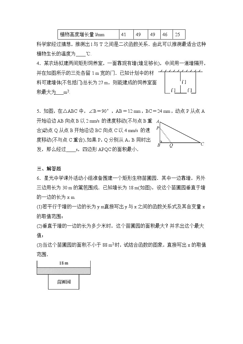 中考数学一轮全程复习课时练第18课时《二次函数的应用》(学生版)第2页