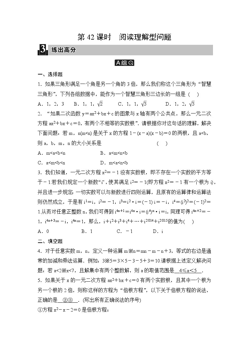 中考数学一轮全程复习课时练第42课时《阅读理解型问题》(学生版)01