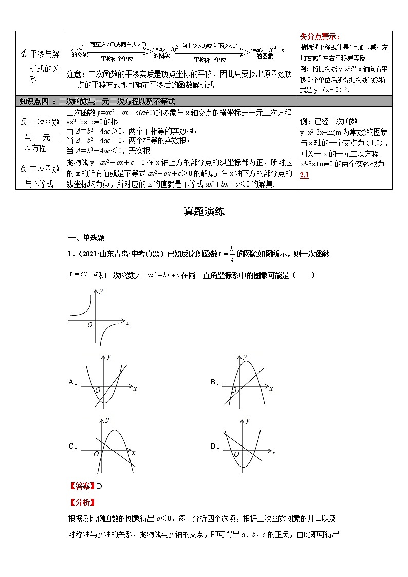 考点12二次函数的图象与性质（解析版）-2022年数学中考一轮复习考点透析（华师大版） 试卷02