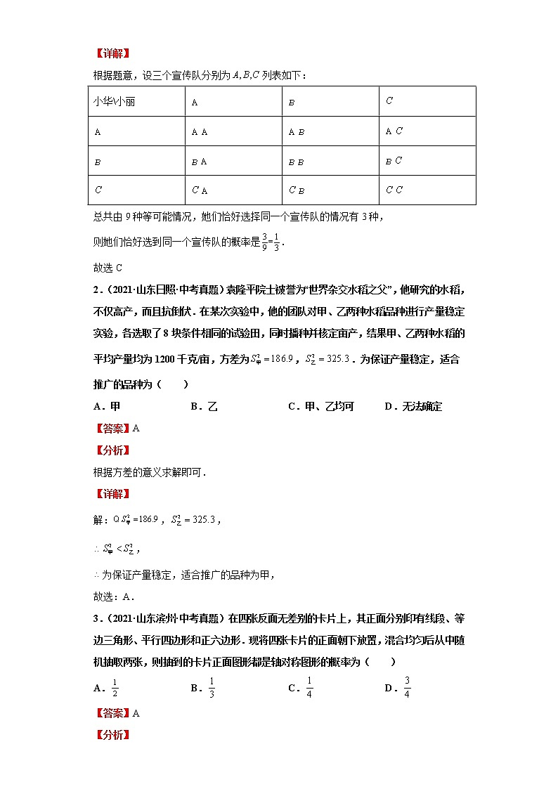 考点25概率（解析版）-2022年数学中考一轮复习考点透析（华师大版）第2页