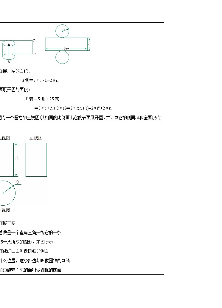 3.4 简单几何体的表面展开图 （2） 教案第2页