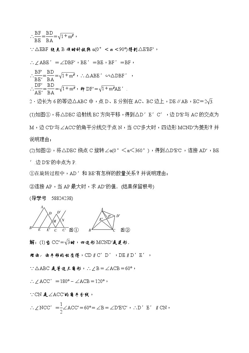 中考数学二轮总复习（解答题）突破训练：专题五《与图形的变换结合的探究题》(教师版)02
