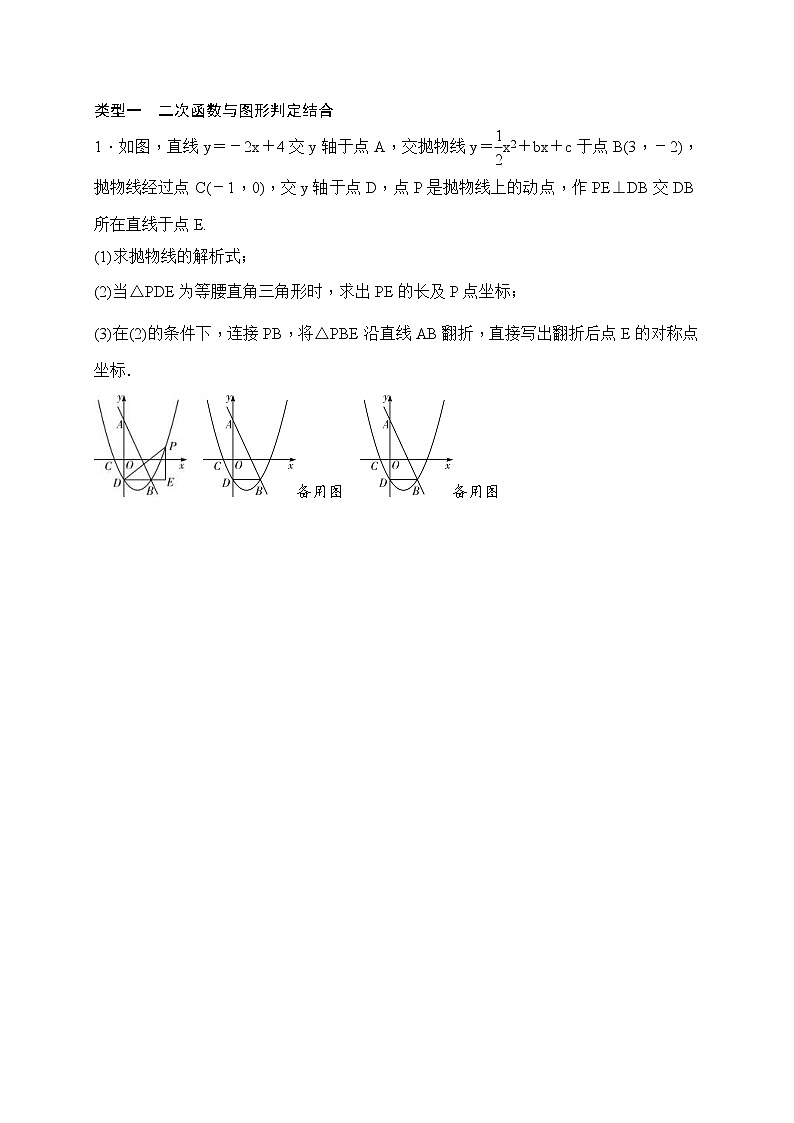 中考数学二轮总复习（解答题）突破训练：专题七《二次函数与图形判定结合》(原卷版)第1页