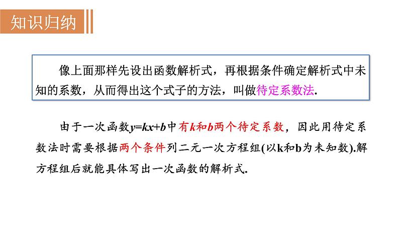 人教版八年级数学下册 19.2.2 第3课时　用待定系数法求一次函数的解析式 课件第4页