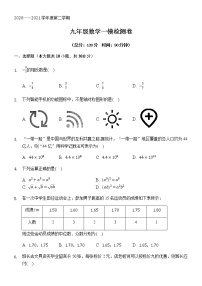 广东省河源市第二中学2020-2021学年九年级下学期第一次模拟考试数学试题（无答案）