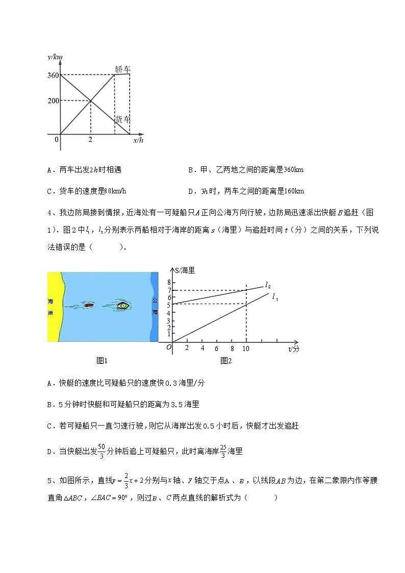 难点解析冀教版八年级数学下册第二十一章一次函数专项测评试题（含详细解析）第2页