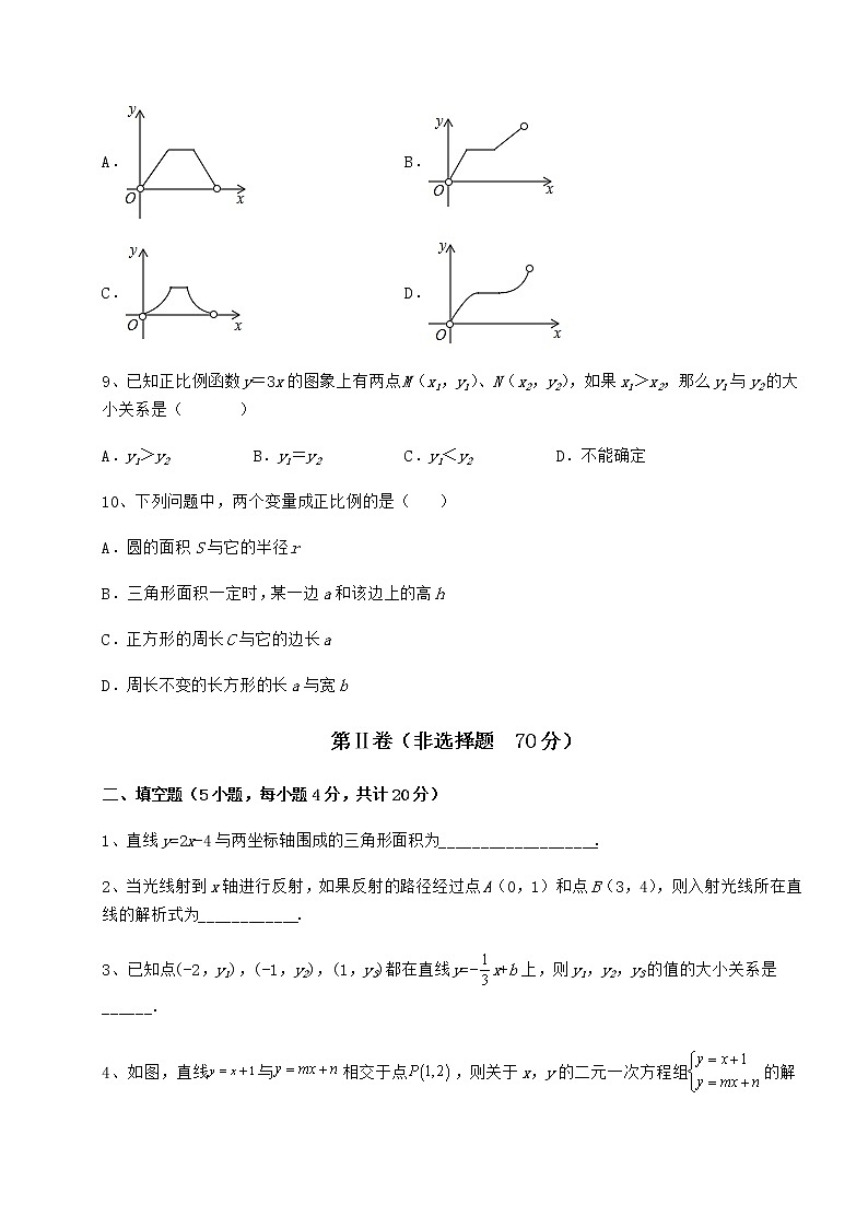 2022年强化训练冀教版八年级数学下册第二十一章一次函数专项测评试题（精选）03