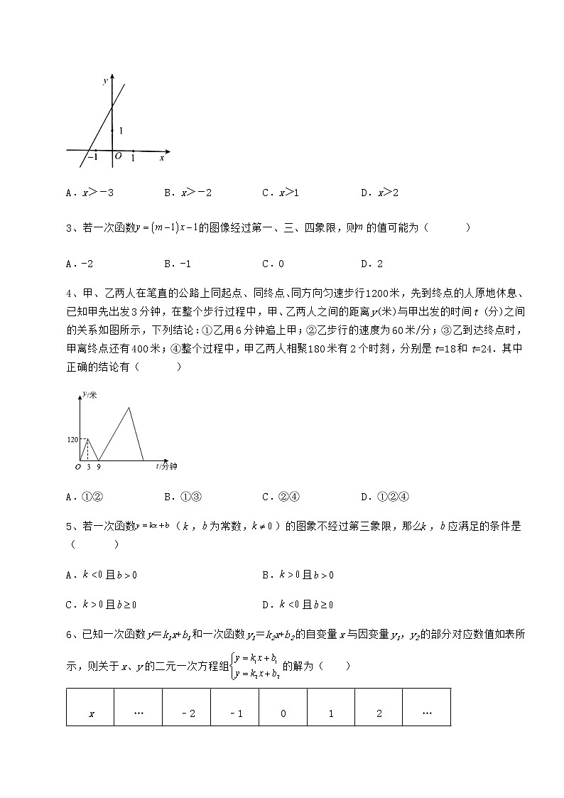 2022年最新精品解析冀教版八年级数学下册第二十一章一次函数单元测试试题（含详细解析）第2页