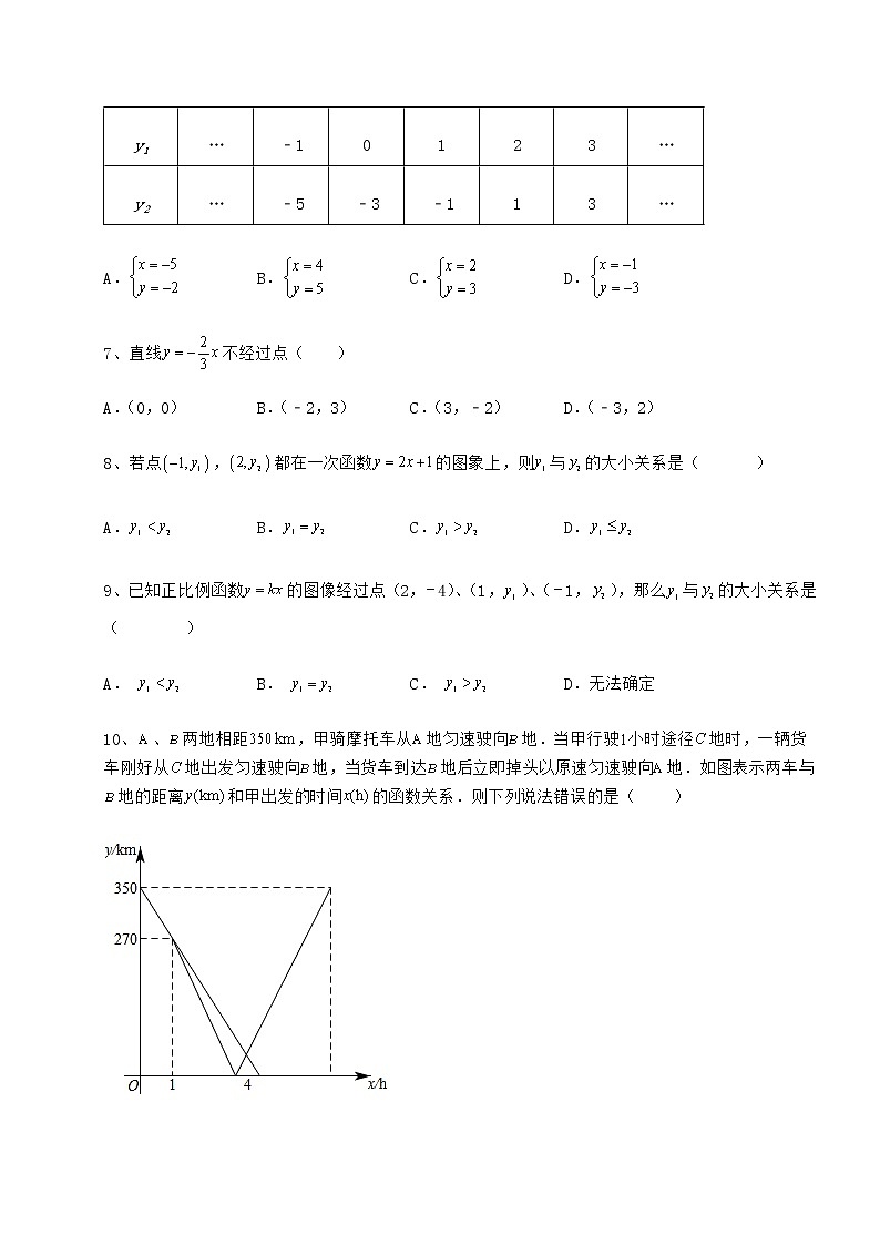 2022年最新精品解析冀教版八年级数学下册第二十一章一次函数单元测试试题（含详细解析）第3页