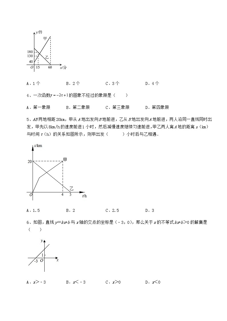 2022年最新精品解析冀教版八年级数学下册第二十一章一次函数章节测试试题第2页