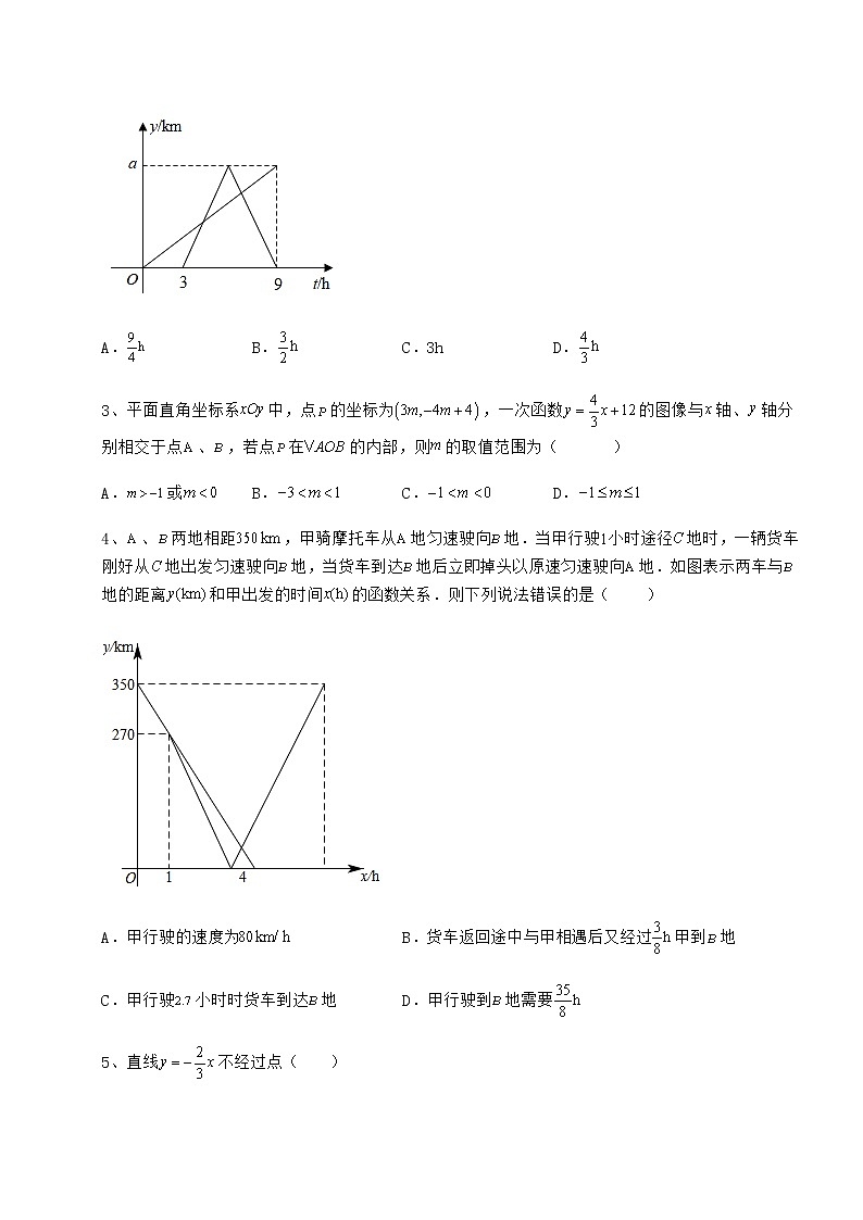 2022年最新精品解析冀教版八年级数学下册第二十一章一次函数专题训练练习题（精选）第2页