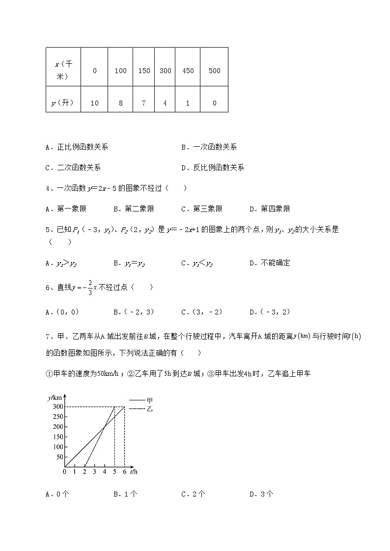 精品试卷冀教版八年级数学下册第二十一章一次函数专项训练试卷第2页