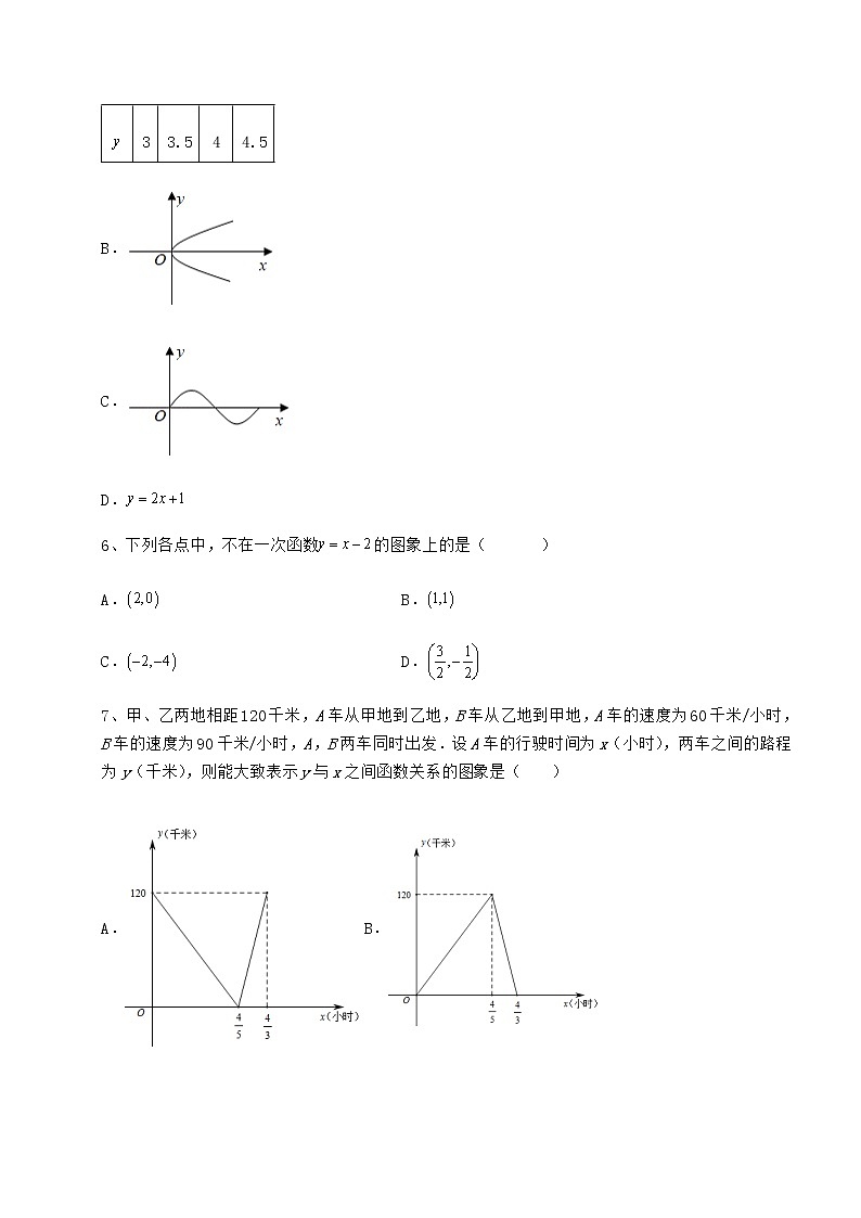 2021-2022学年度强化训练冀教版八年级数学下册第二十一章一次函数专项测试练习题（无超纲）02