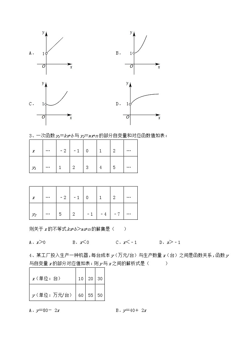 2021-2022学年基础强化冀教版八年级数学下册第二十一章一次函数专题攻克试卷（含答案详解）第2页