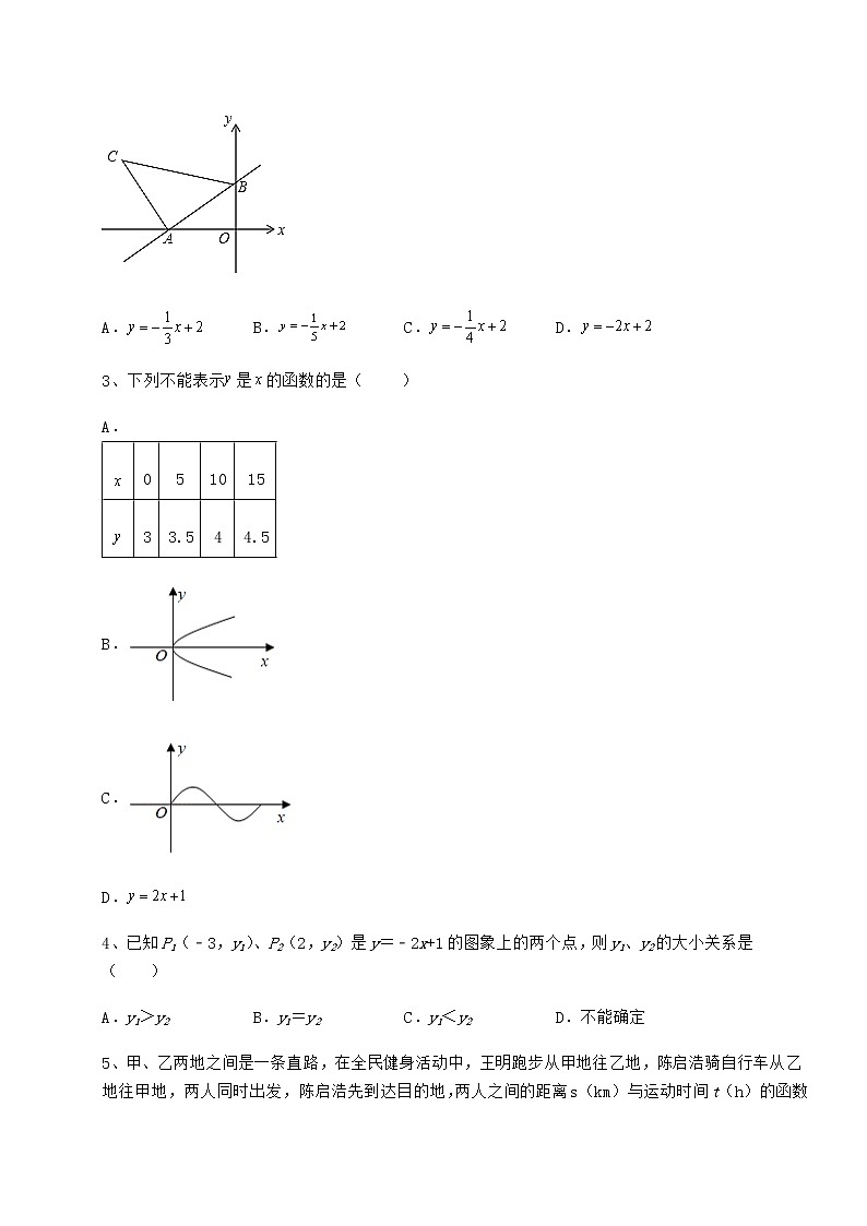 2022年精品解析冀教版八年级数学下册第二十一章一次函数定向攻克试题（含解析）02