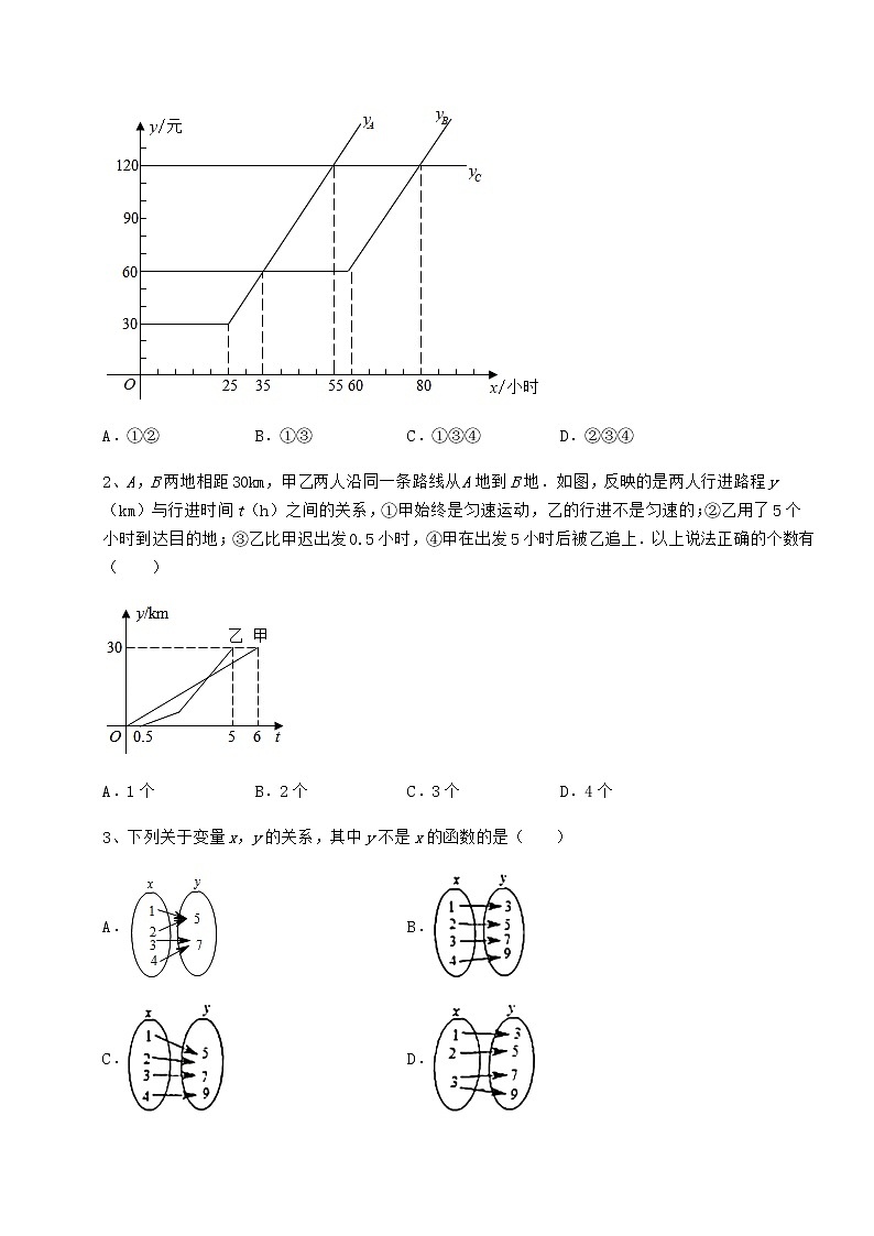精品试题冀教版八年级数学下册第二十章函数月考练习题（无超纲）第2页