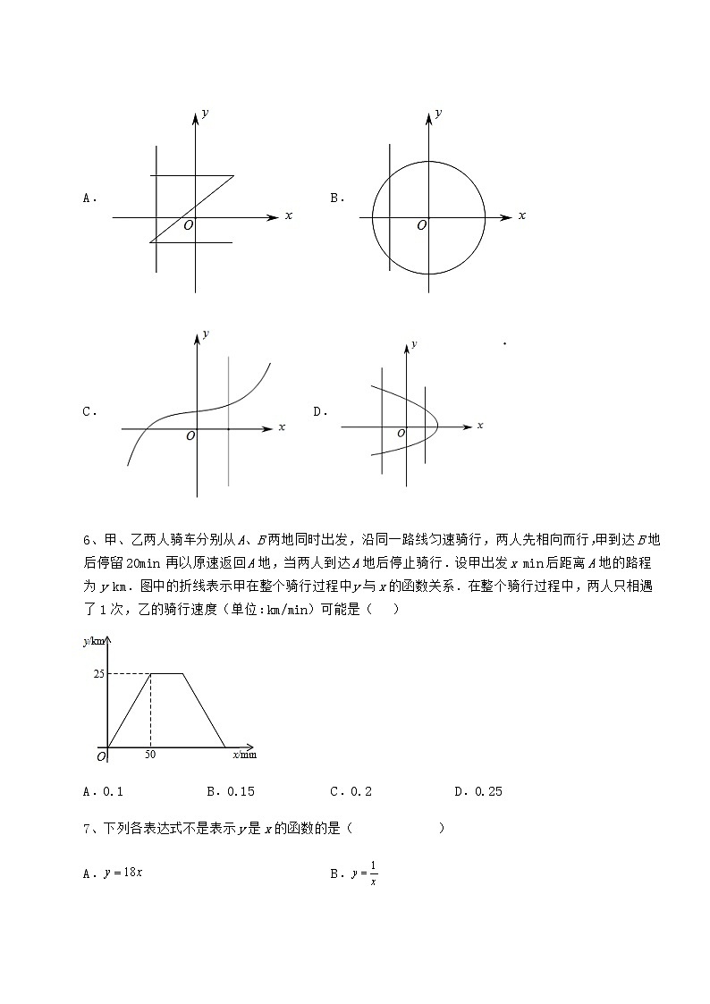 精品试卷冀教版八年级数学下册第二十章函数综合训练试题（无超纲）第3页