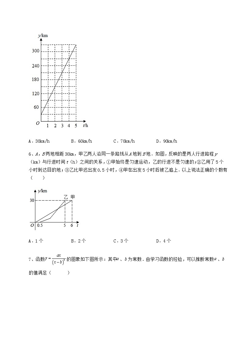 难点解析冀教版八年级数学下册第二十章函数达标测试试题（含解析）第3页