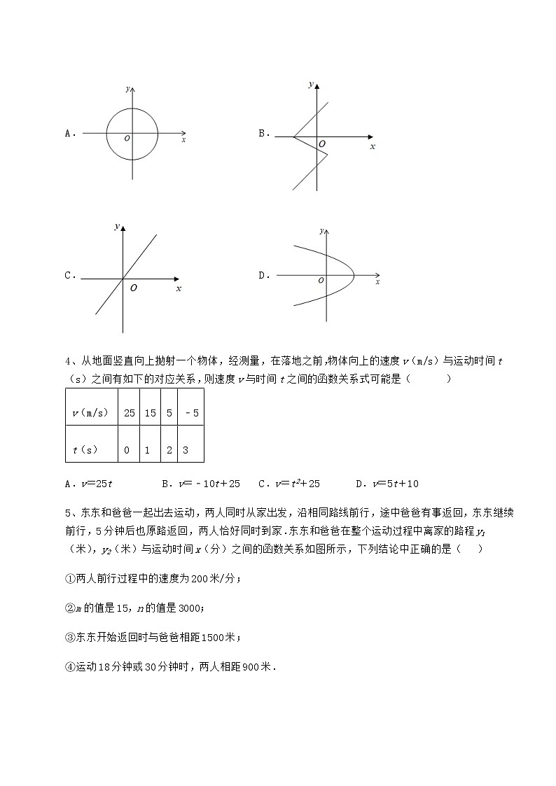 难点解析冀教版八年级数学下册第二十章函数单元测试试题第2页