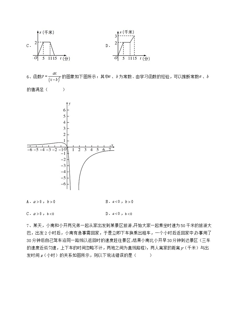难点解析冀教版八年级数学下册第二十章函数同步测评试题（无超纲）第3页