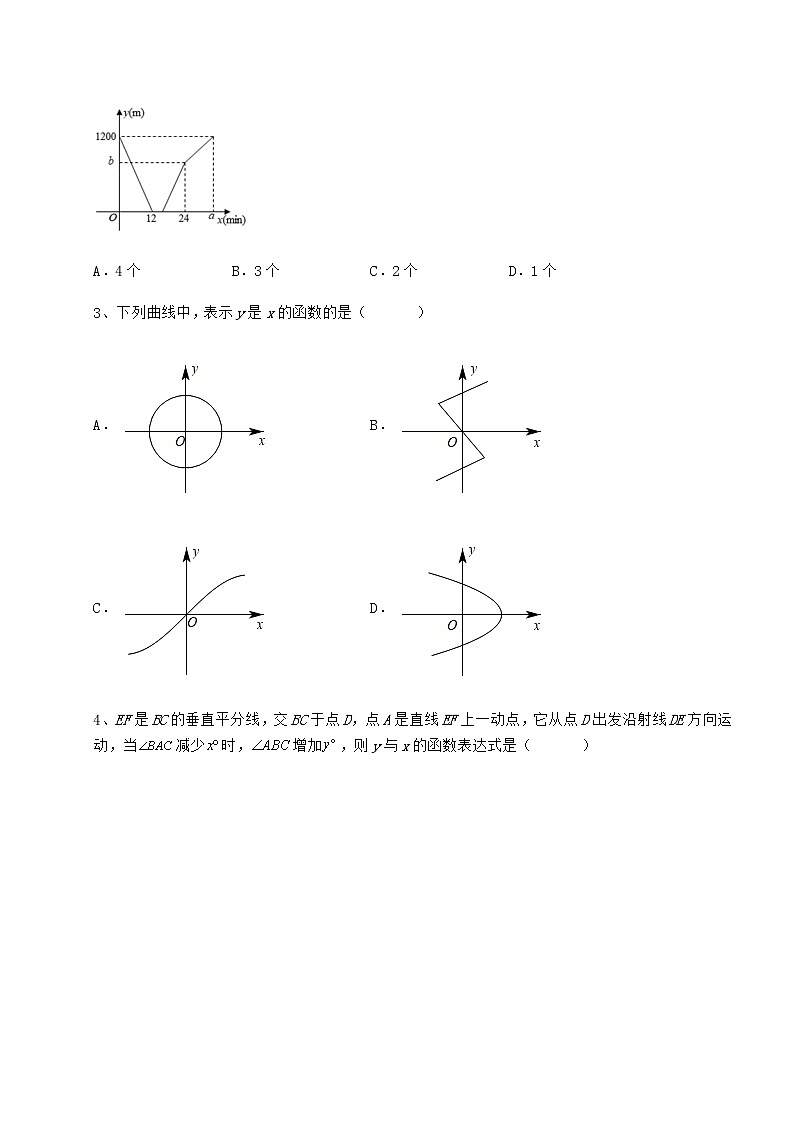 难点解析冀教版八年级数学下册第二十章函数专项攻克试题（含详细解析）第2页