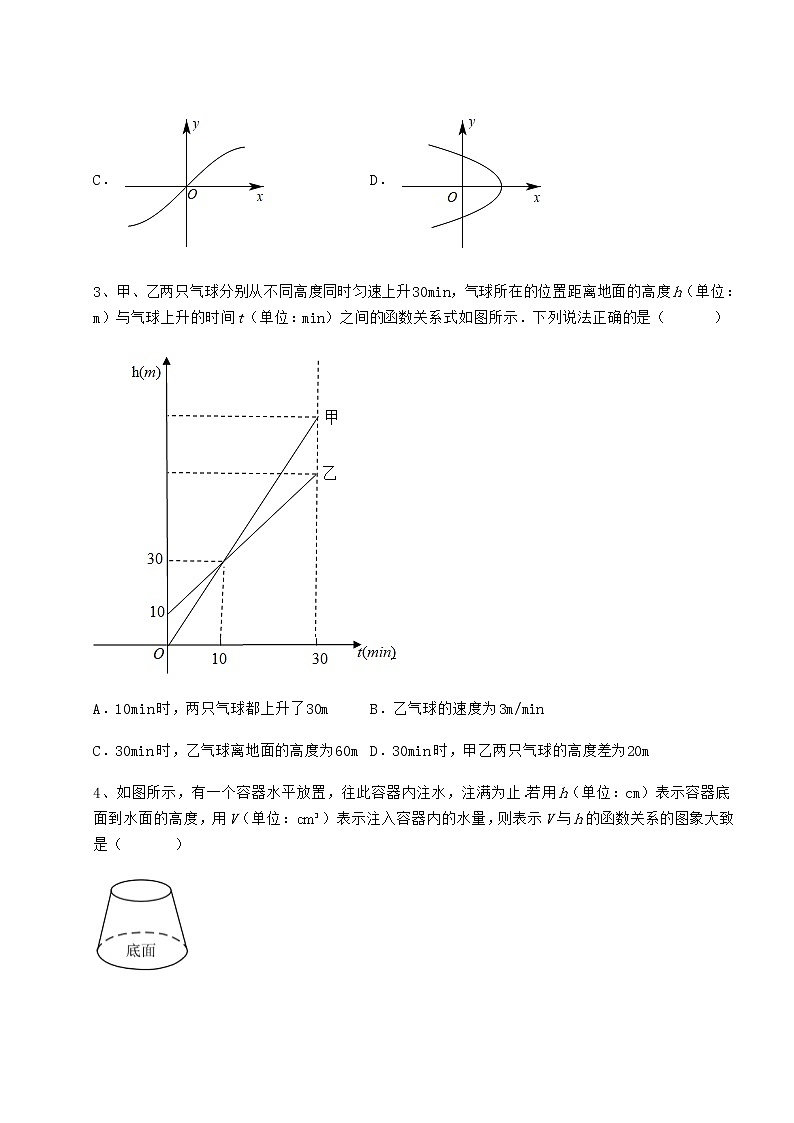 难点解析冀教版八年级数学下册第二十章函数专题训练试题（无超纲）第2页