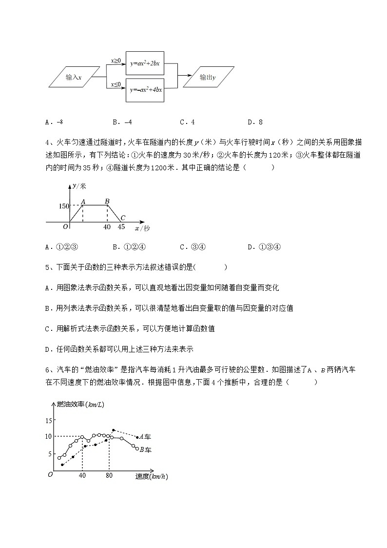 难点解析冀教版八年级数学下册第二十章函数定向训练试题（无超纲）第2页